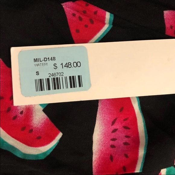 LF Millau Watermelon Pattern Romper Tank Strap Shorts Silver Metal Ring Cutouts - Picture 9 of 10